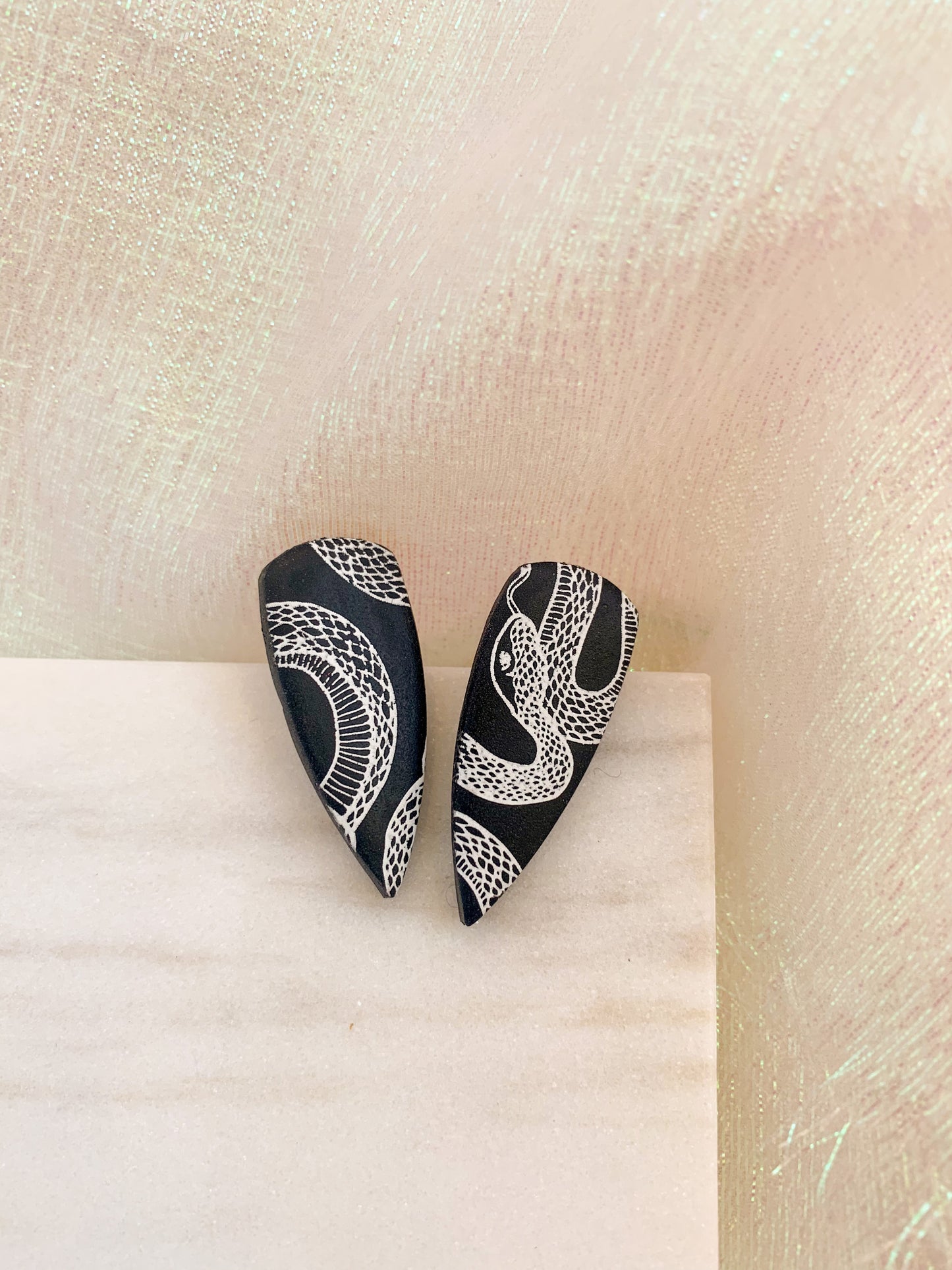 Snake Print Dagger Studs