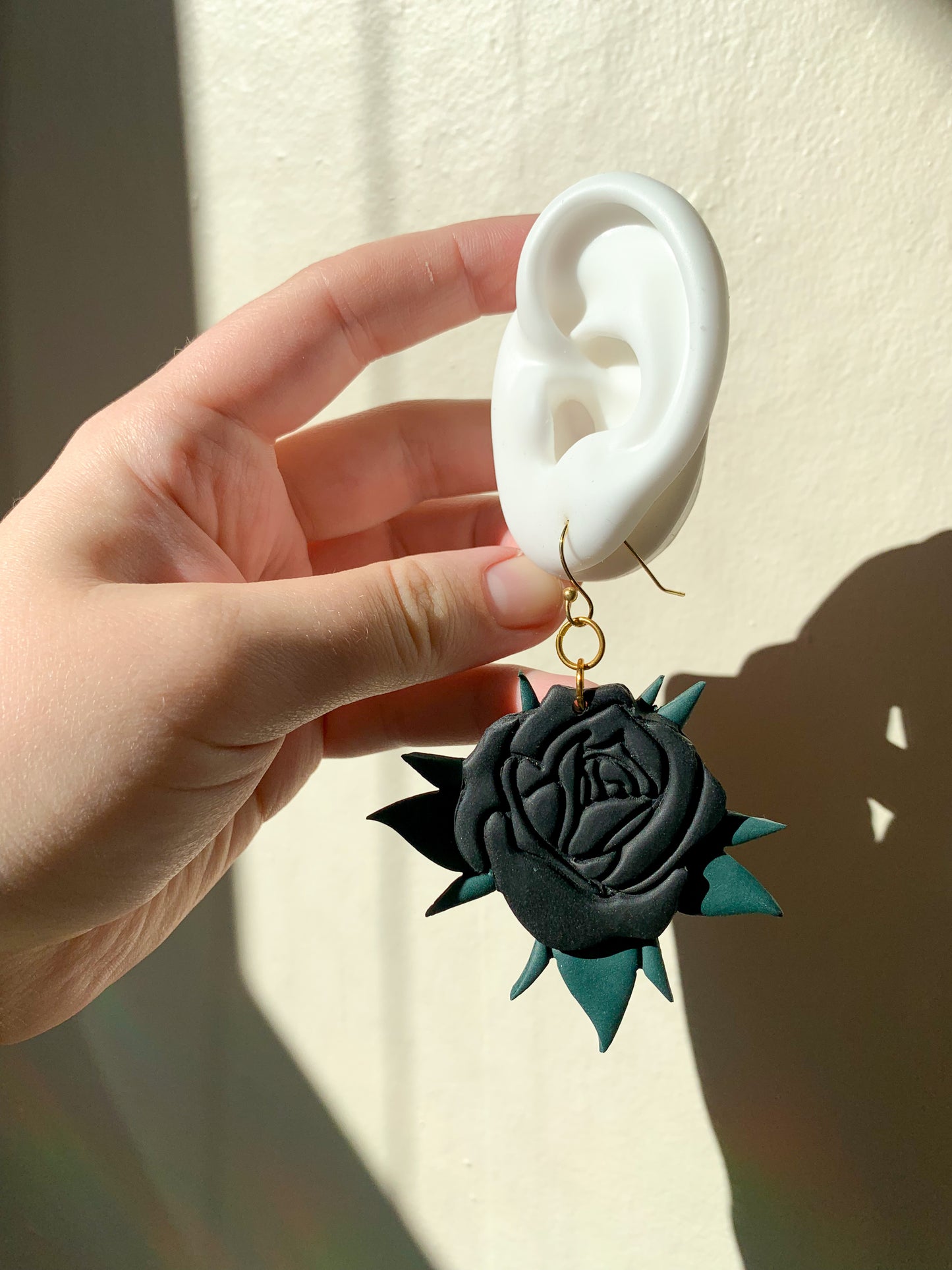 Black Rose Tattoo Earrings