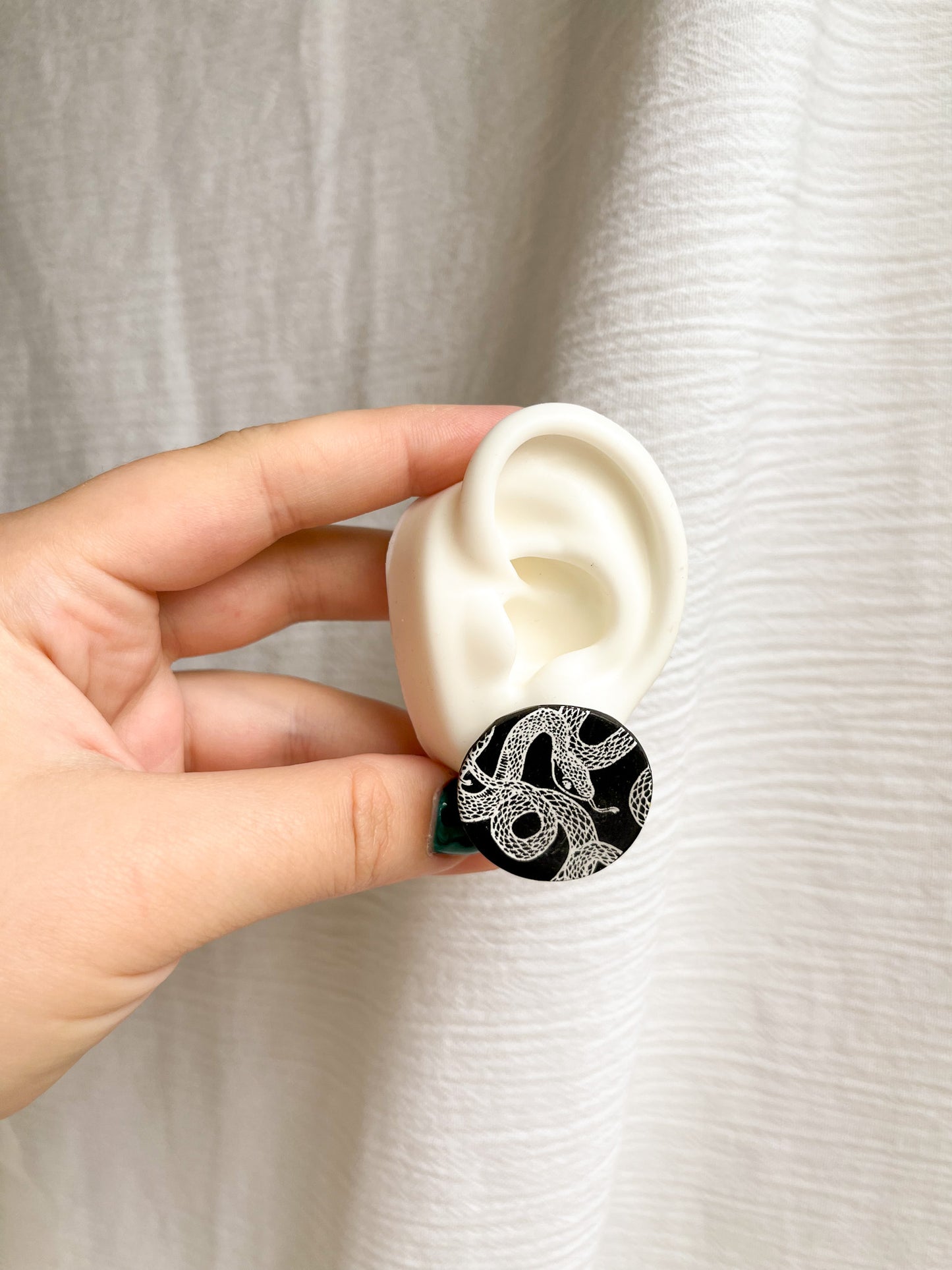 Snake Print Circle Studs