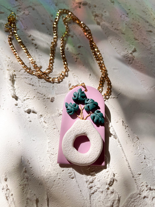 Plant Mom Monstera Necklace