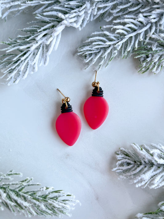 Christmas Light Bulb Earrings - Red