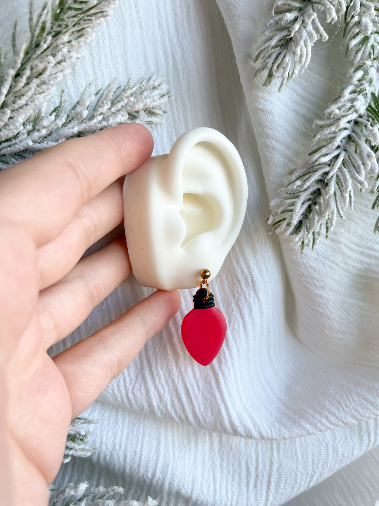 Christmas Light Bulb Earrings - Red