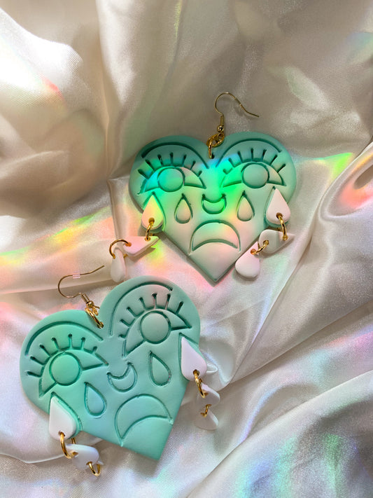 Crying Hearts Mint + White Tears