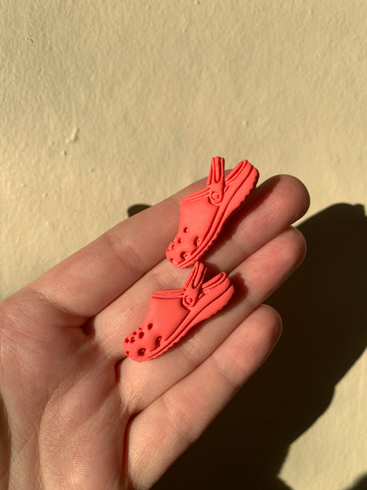 Coral Croc Studs
