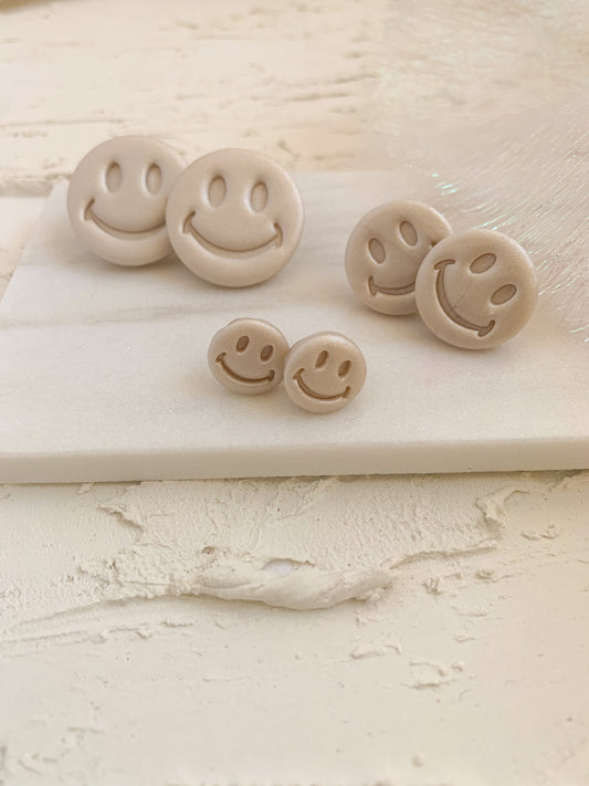 Smiley Face Pearly Studs - 3 Sizes