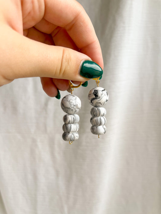 Eloise Marbled Grey Beaded Drops